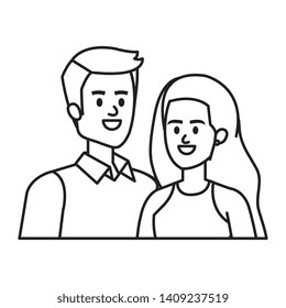 business couple avatars characters vector illustration