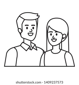 business couple avatars characters vector illustration