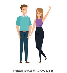 business couple avatars characters vector illustration