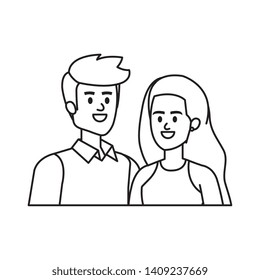 business couple avatars characters vector illustration