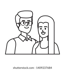 business couple avatars characters vector illustration
