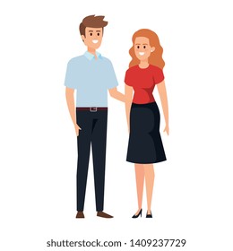 business couple avatars characters vector illustration