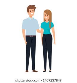 business couple avatars characters vector illustration