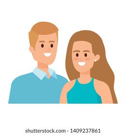 business couple avatars characters vector illustration