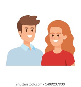 business couple avatars characters vector illustration