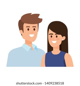 business couple avatars characters vector illustration