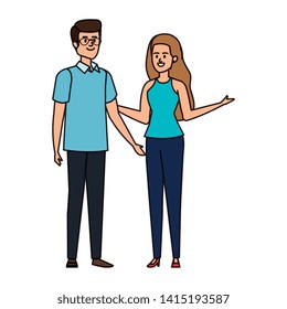 business couple avatars characters vector illustration