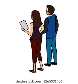 business couple back avatars characters
