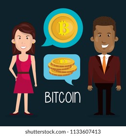 business couple with bitcoin