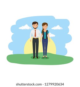 business couple in the camp