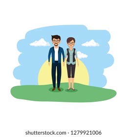business couple in the camp