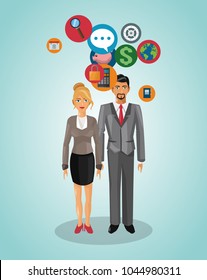 Business couple cartoon