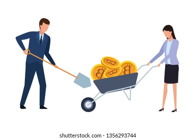 business couple with cryptocurrency