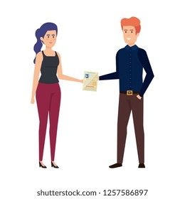 business couple with curriculum vitae