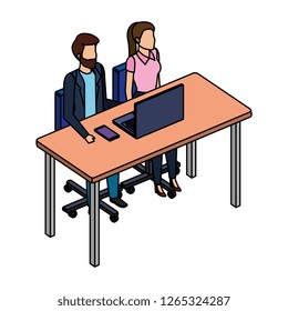 business couple in the desk with laptop