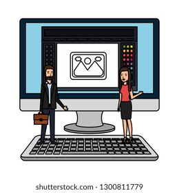 business couple with desktop computer