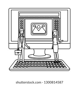 business couple with desktop computer