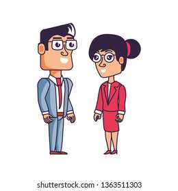business couple elegant avatar character