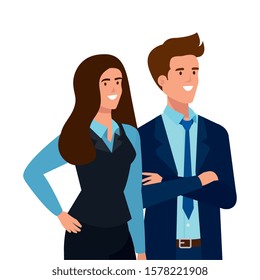 business couple elegant avatar character vector illustration design