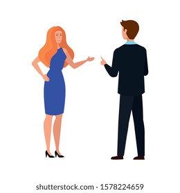 business couple elegant avatar character vector illustration design