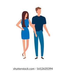 business couple elegant avatar character vector illustration design