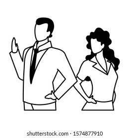 business couple faceless on white background vector illustration design