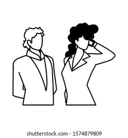 business couple faceless on white background vector illustration design