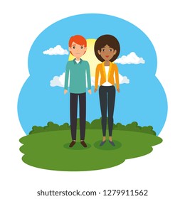 business couple in the field