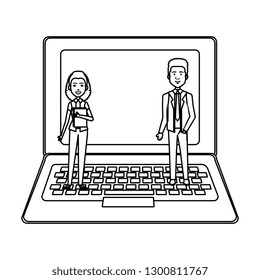 business couple with laptop