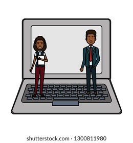 business couple with laptop