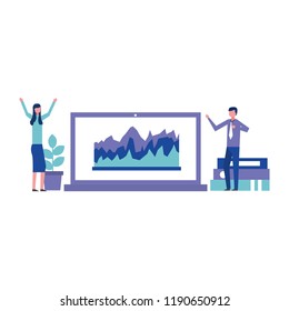 business couple with laptop computer