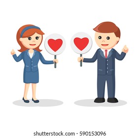 business couple with love sign