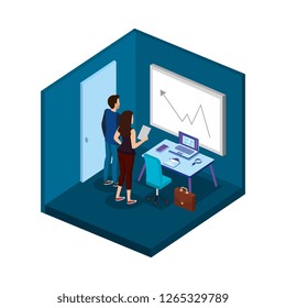 business couple in the office scene