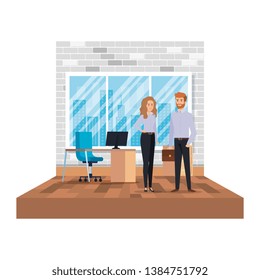 business couple in the office scene