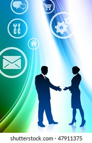 Business Couple on Abstract Color Background Original Vector Illustration