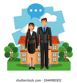Business couple on real estate