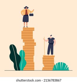 business couple in pile coins characters