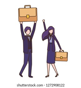 business couple with portfolio avatar character
