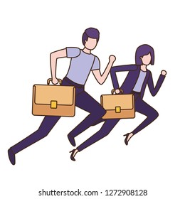 business couple with portfolio avatar character