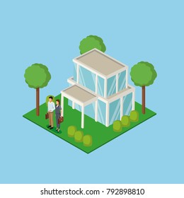 Business couple real estate 3d