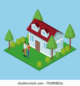 Business couple real estate 3d