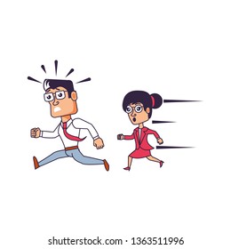 business couple running avatar character
