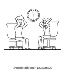 business couple sitting in chair office