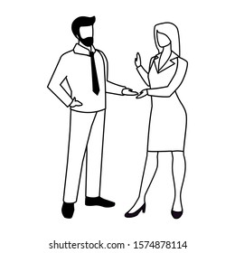 business couple standing on white background vector illustration design