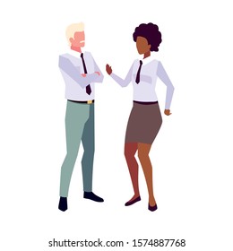 business couple standing on white background vector illustration design