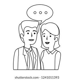 business couple talking avatars characters