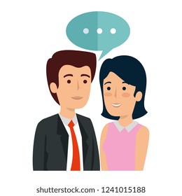 business couple talking avatars characters