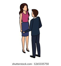 business couple talking avatars characters