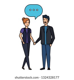 business couple talking characters