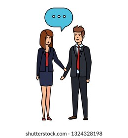 business couple talking characters